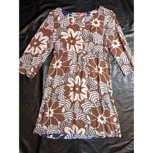 Boden Dress Size 4 Lightweight Brown Floral UK Sz 8 Tunic Flowercore READ
